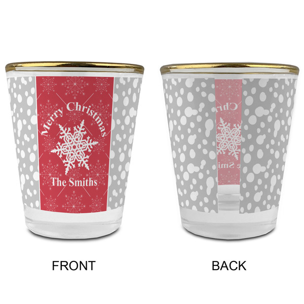 Snowflakes Glass Shot Glass - with gold rim - APPROVAL