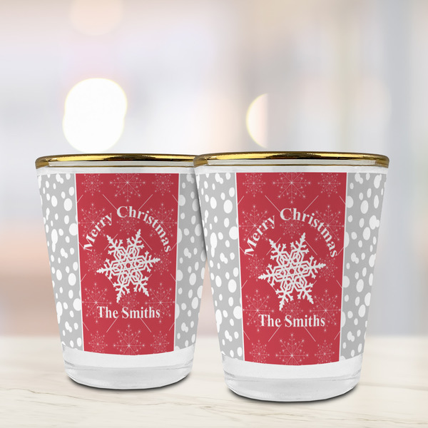 Snowflakes Glass Shot Glass - with gold rim - LIFESTYLE