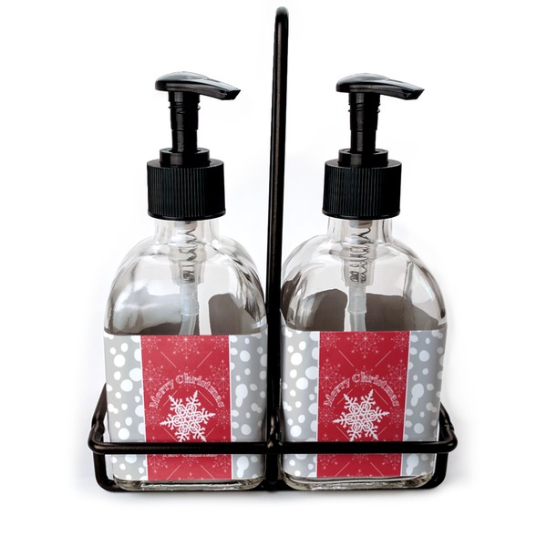 Custom Snowflakes Glass Soap & Lotion Bottle Set (Personalized)