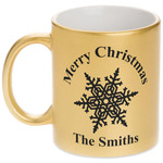 Snowflakes Metallic Gold Mug (Personalized)