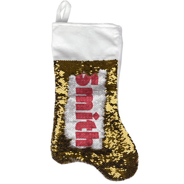 Custom Snowflakes Reversible Sequin Stocking - Gold (Personalized)