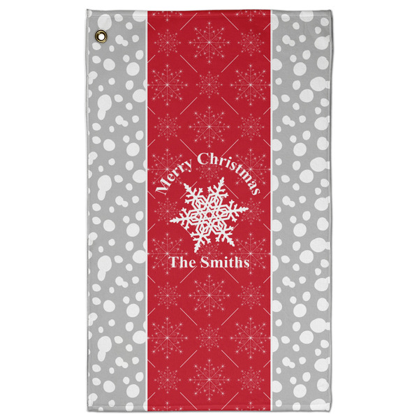 Custom Snowflakes Golf Towel - Poly-Cotton Blend - Large w/ Name or Text