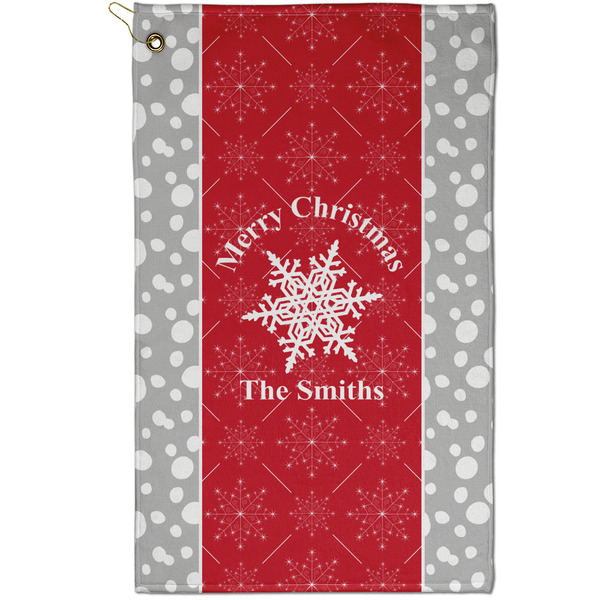 Custom Snowflakes Golf Towel - Poly-Cotton Blend - Small w/ Name or Text