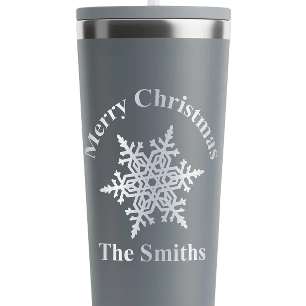 Snowflakes Grey RTIC Everyday Tumbler - 28 oz. - Close Up