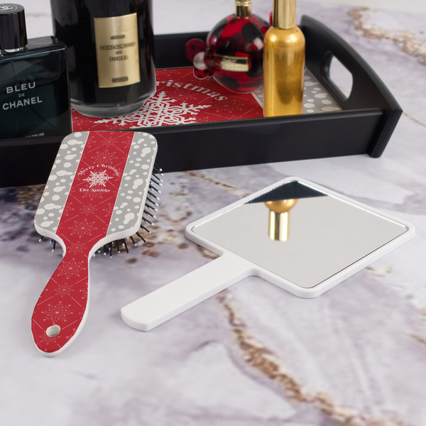 Snowflakes Hair Brush - With Hand Mirror