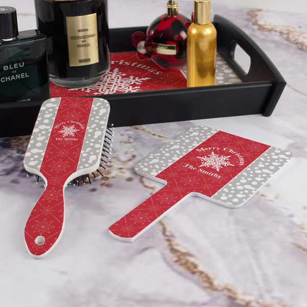 Snowflakes Hair Brush and Hand Mirror - Bathroom Scene