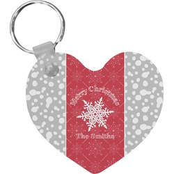 Snowflakes Heart Plastic Keychain w/ Name or Text