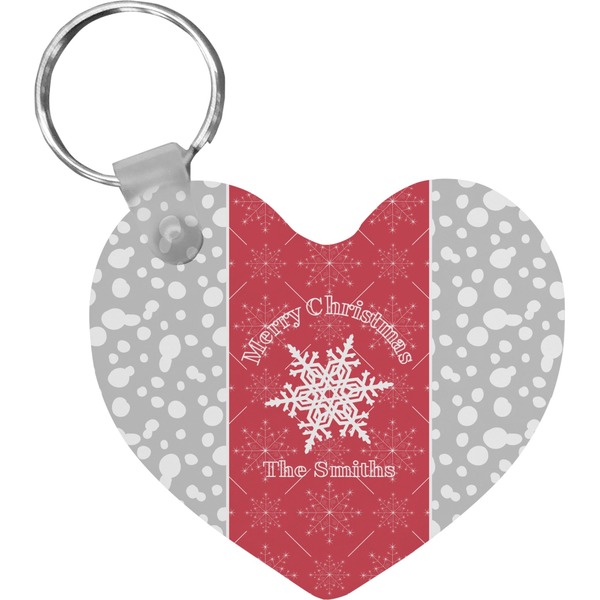 Custom Snowflakes Heart Plastic Keychain w/ Name or Text