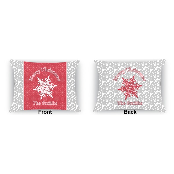 Snowflakes Indoor Rectangular Burlap Pillow (Front and Back)