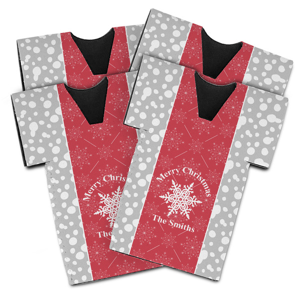 Custom Snowflakes Jersey Bottle Cooler - Set of 4 (Personalized)