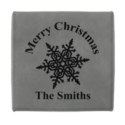 Snowflakes Jewelry Gift Box - Engraved Leather Lid (Personalized)