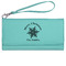 Snowflakes Ladies Wallet - Leather - Teal - Front View