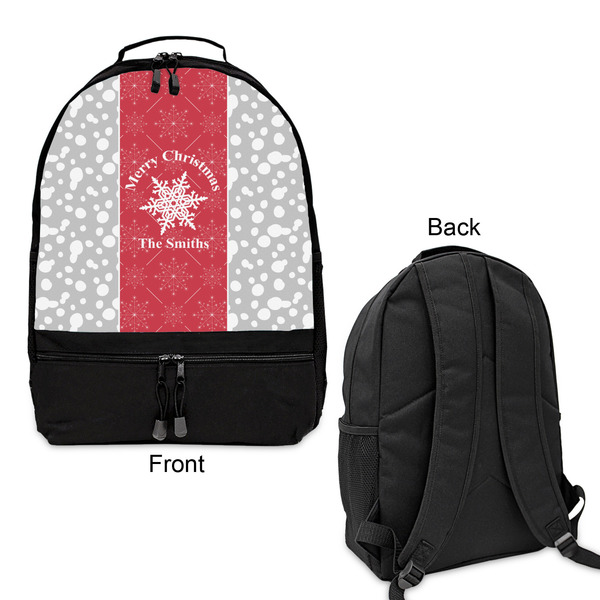 Snowflakes Large Backpack - Black - Front & Back View