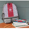 Snowflakes Large Backpack - Gray - On Desk