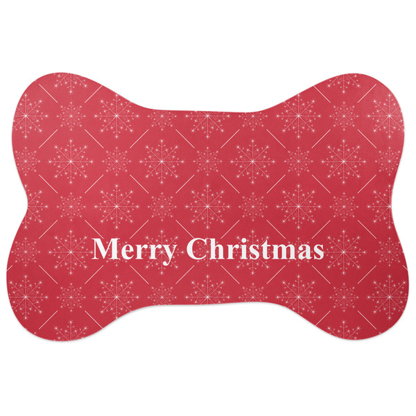 Custom Snowflakes Bone Shaped Dog Food Mat (Personalized)
