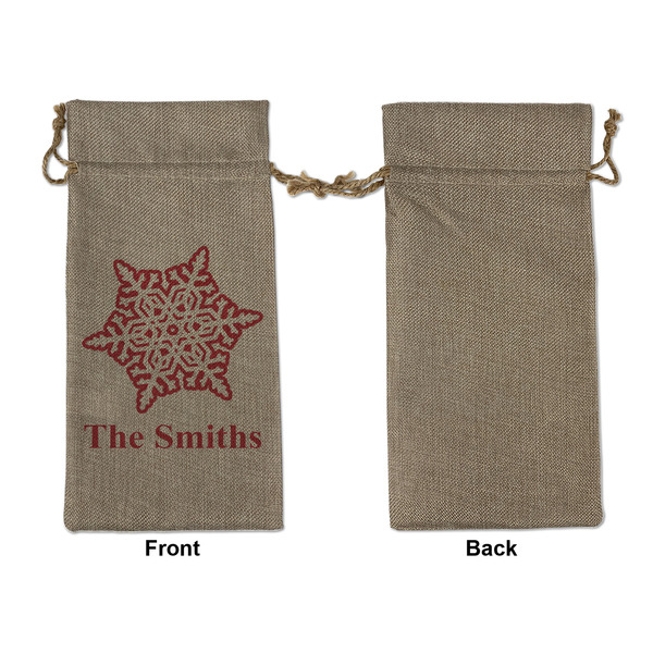 Snowflakes Large Burlap Gift Bags - Front Approval