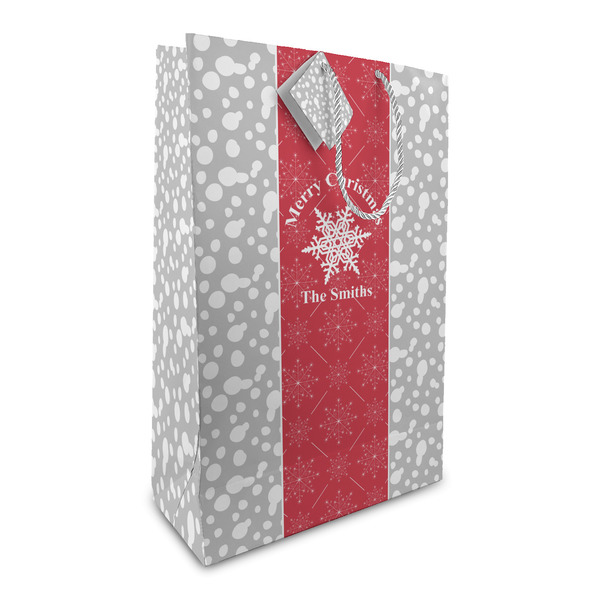 Custom Snowflakes Large Gift Bag (Personalized)