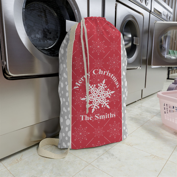 Snowflakes Large Laundry Bag - In Context