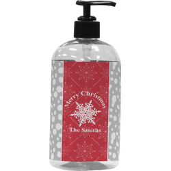 Snowflakes Plastic Soap / Lotion Dispenser (16 oz - Large - Black) (Personalized)