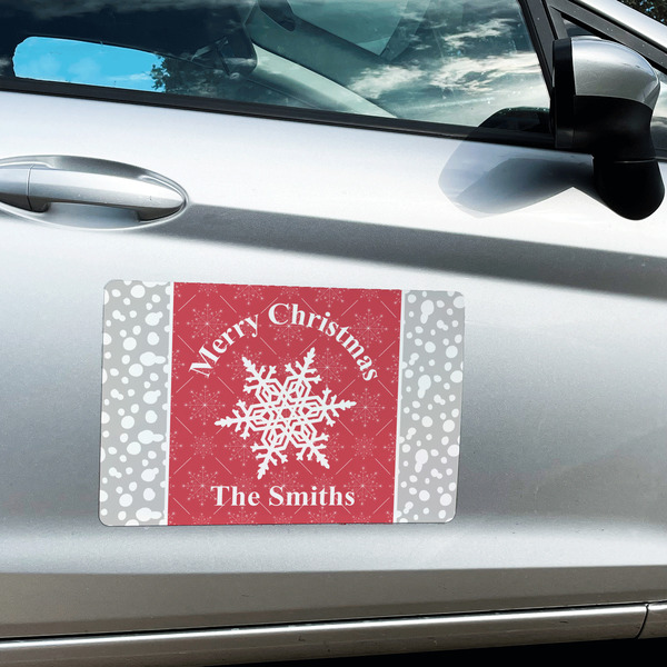 Snowflakes Large Rectangle Car Magnets- In Context