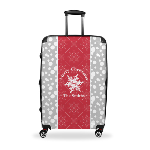 Custom Snowflakes Suitcase - 28" Large - Checked w/ Name or Text