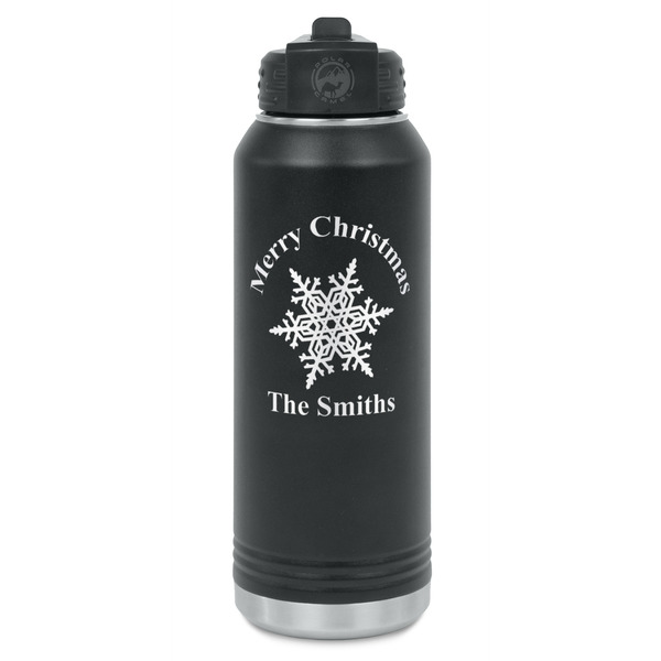 Custom Snowflakes Water Bottle - Laser Engraved - Front (Personalized)