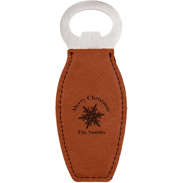 Custom Snowflakes Leatherette Bottle Opener - Double Sided (Personalized)