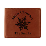 Snowflakes Leatherette Bifold Wallet (Personalized)