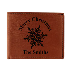 Snowflakes Leatherette Bifold Wallet (Personalized)