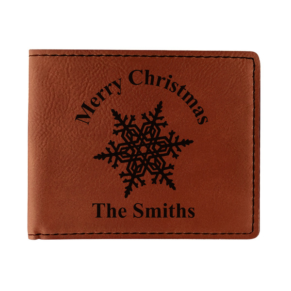 Custom Snowflakes Leatherette Bifold Wallet - Double Sided (Personalized)
