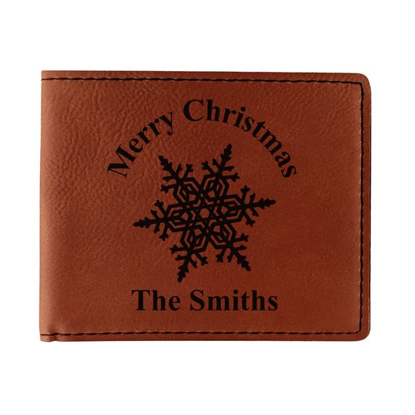 Custom Snowflakes Leatherette Bifold Wallet (Personalized)