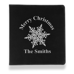 Snowflakes Leather Binder - 1" - Black (Personalized)