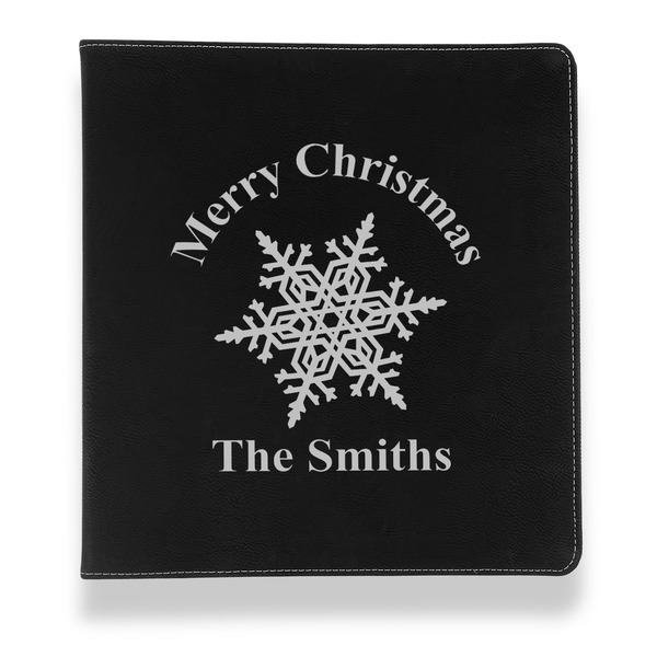 Snowflakes Leather Binder - 1" - Black - Front View