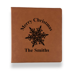 Snowflakes Leather Binder - 1" - Rawhide (Personalized)
