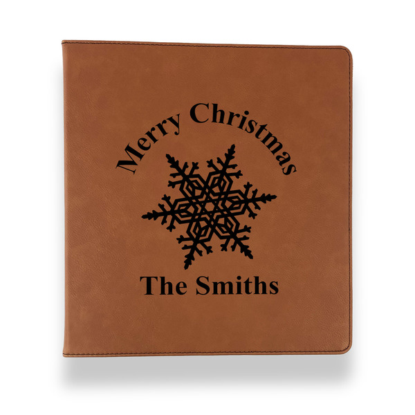 Custom Snowflakes Leather Binder - 1" - Rawhide (Personalized)