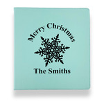 Snowflakes Leather Binder - 1" - Teal (Personalized)