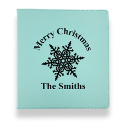 Snowflakes Leather Binder - 1" - Teal (Personalized)