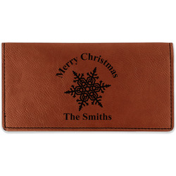 Snowflakes Leatherette Checkbook Holder - Single Sided (Personalized)