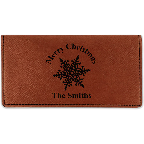 Custom Snowflakes Leatherette Checkbook Holder - Single Sided (Personalized)