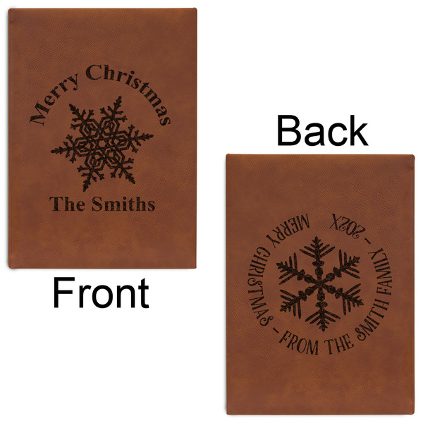 Snowflakes Leatherette Journals - Large - Double Sided - Front & Back View