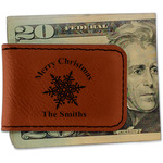 Snowflakes Leatherette Magnetic Money Clip - Single Sided (Personalized)