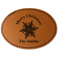 Snowflakes Faux Leather Iron On Patch - Oval (Personalized)