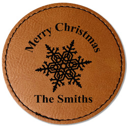 Snowflakes Faux Leather Iron On Patch - Round (Personalized)