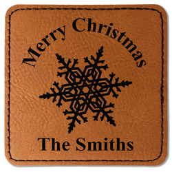 Snowflakes Faux Leather Iron On Patch - Square (Personalized)