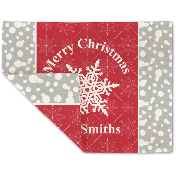 Custom Snowflakes Double-Sided Linen Placemat - Single w/ Name or Text