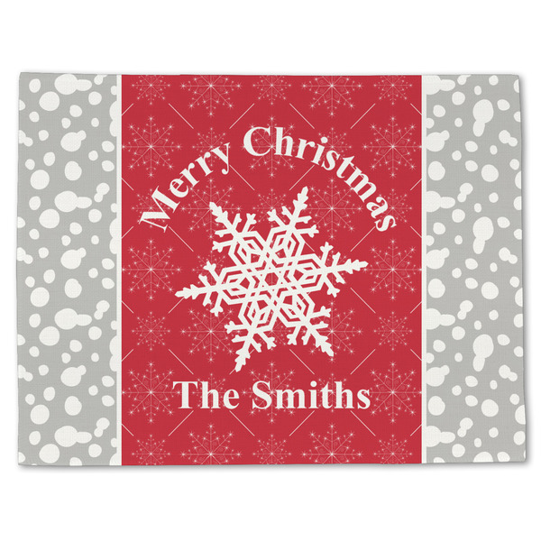 Custom Snowflakes Single-Sided Linen Placemat - Single w/ Name or Text