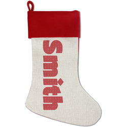 Snowflakes Red Linen Stocking (Personalized)