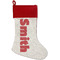Snowflakes Linen Stockings w/ Red Cuff - Front