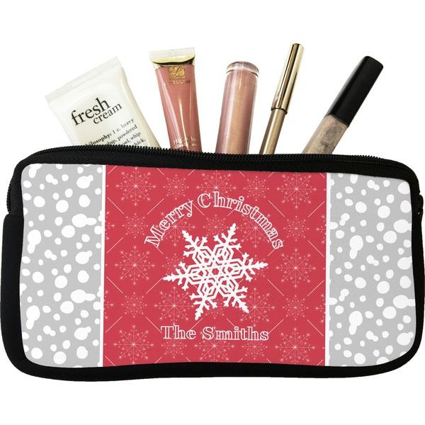 Custom Snowflakes Makeup / Cosmetic Bag - Small (Personalized)