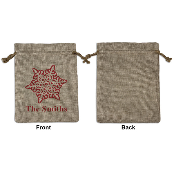 Snowflakes Medium Burlap Gift Bag - Front Approval